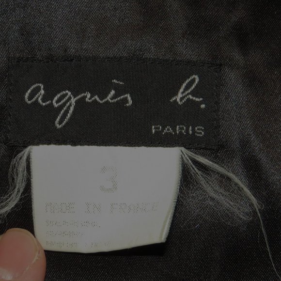 AGNES B. Black Brushed Flannel Lambswool Angora Blend Double Breasted Overcoat 3 - Picture 10 of 10